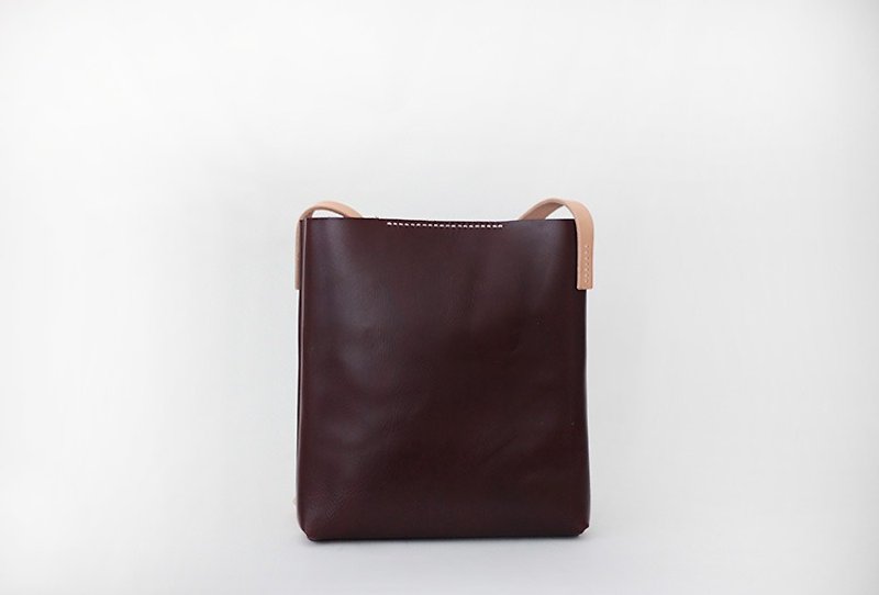 joydivision vintage hobo handbag shoulder handbag small burgundy leather first layer of soft leather design - กระเป๋าแมสเซนเจอร์ - หนังแท้ สีแดง