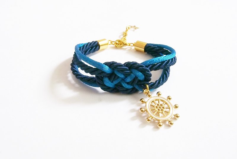 Blue infinity knot rope bracelet- tie it knot -friend gift - rope bracelet - sailor bracelet - สร้อยข้อมือ - วัสดุอื่นๆ สีน้ำเงิน