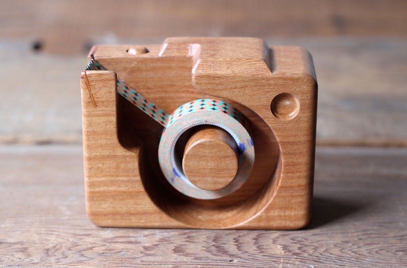 Mini wooden camera ▣ tape dispenser / light - มาสกิ้งเทป - ไม้ สีนำ้ตาล