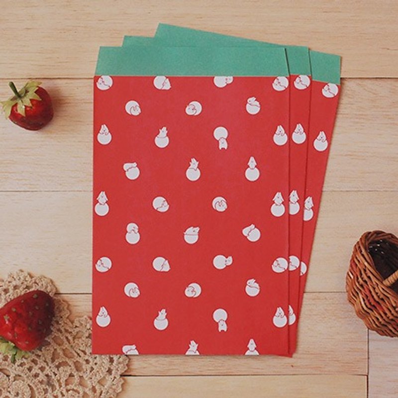 *Mori Shu* 麻糬兔禮物袋-(紅波點9入) - 包裝材料 - 紙 紅色