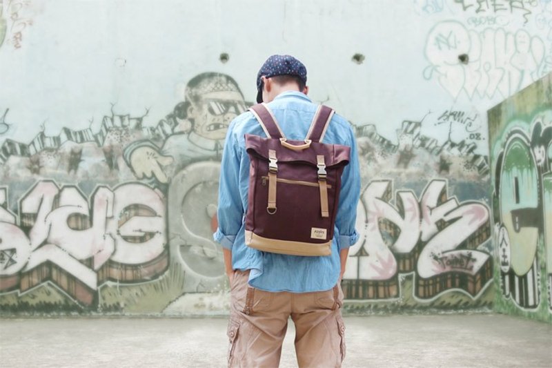 [Grievance] sail after Twill retro backpack / canvas - dark cocoa - กระเป๋าเป้สะพายหลัง - วัสดุอื่นๆ สีนำ้ตาล