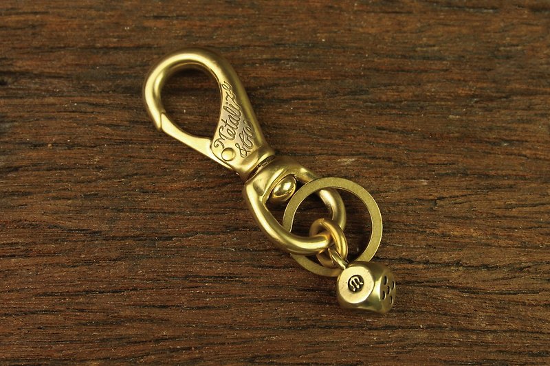 Brass Dice Key Chain grass write dice keychain hook - Keychains - Other Metals 