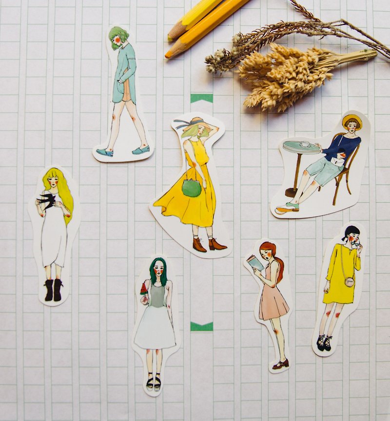 Girls big stickers "Summer" 7 pics - สติกเกอร์ - กระดาษ สีเหลือง
