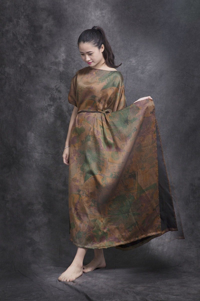 Chinese silk dress silk dress silk dress dampness Qinghuo Allergy - กระโปรง - ผ้าไหม 