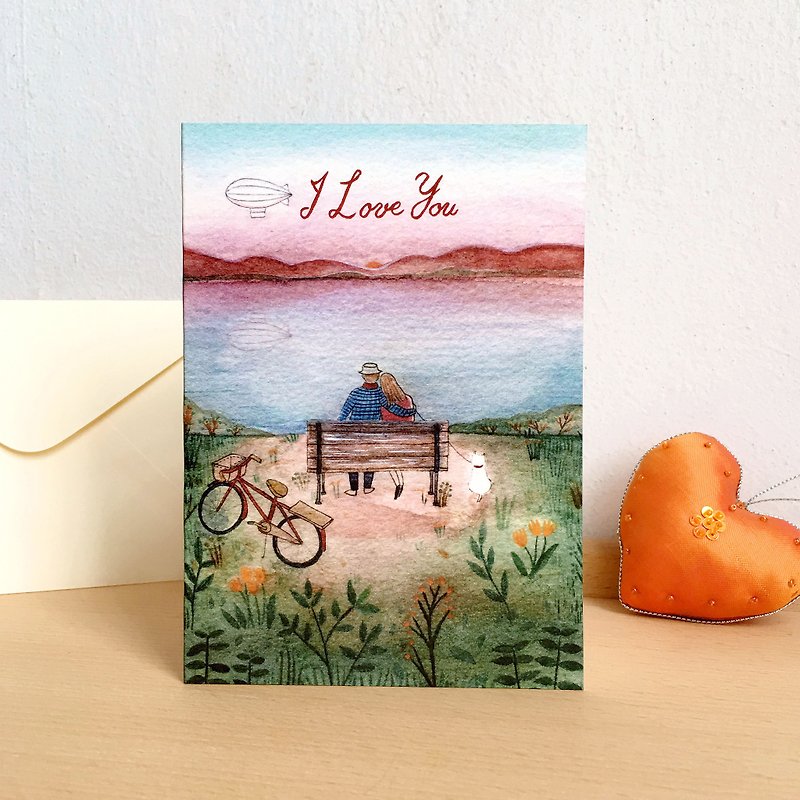 Greeting card-"Sunset" i love you-with envelope - การ์ด/โปสการ์ด - กระดาษ 