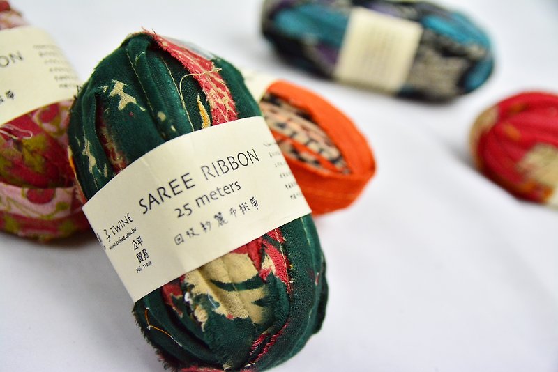 Recycled Sari Ribbon Thread-Fair Trade - Knitting, Embroidery, Felted Wool & Sewing - Cotton & Hemp Multicolor