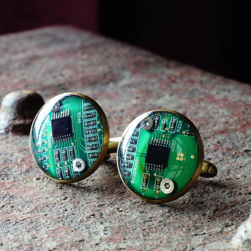 [C'est Cufflinks] Hugo series Cyberpunk style cufflinks Alita - กระดุมข้อมือ - โลหะ สีเขียว