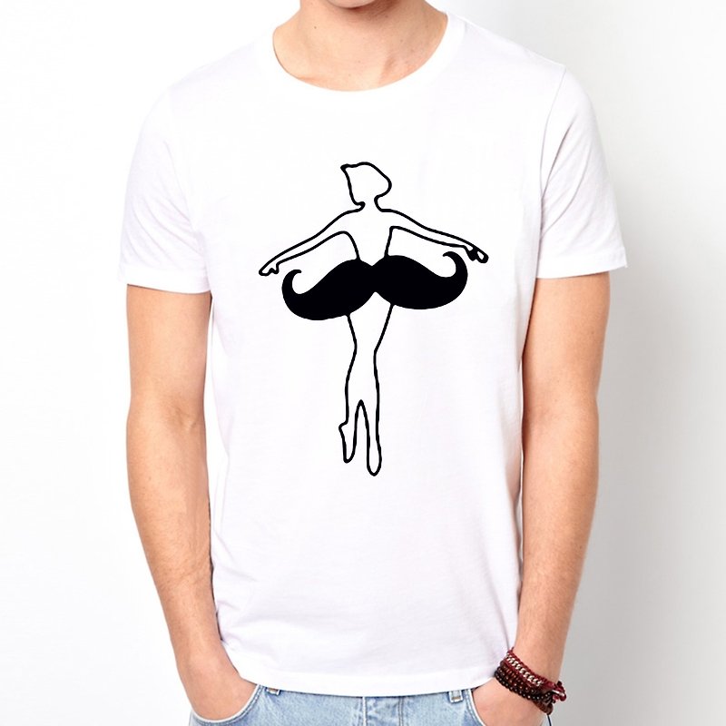 Ballerina Moustache短袖T恤-2色 芭蕾舞 鬍子 鬍鬚 復古 眼鏡 文青 藝術 設計 時髦 - 男 T 恤 - 其他材質 多色