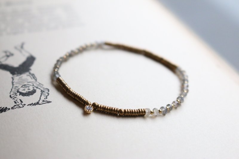 Labradorite brass bracelet 0375(take a break) - Bracelets - Gemstone Gray