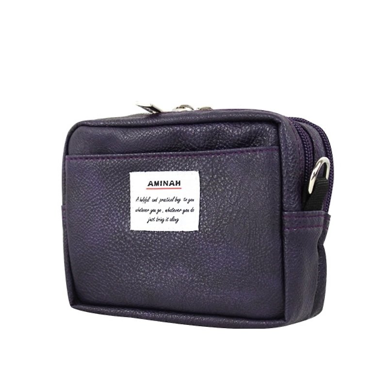 AMINAH-Purple Leather Two-Purpose Small Bag (Small) Waist Bag/Shoulder Bag - Messenger Bags & Sling Bags - Faux Leather Purple