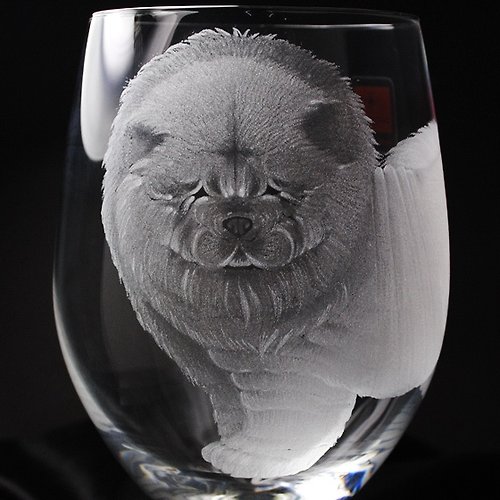 MSA玻璃雕刻 600cc【寵物水晶雕刻】鬆獅狗義大利水晶杯客製化 寫實畫像 狗犬