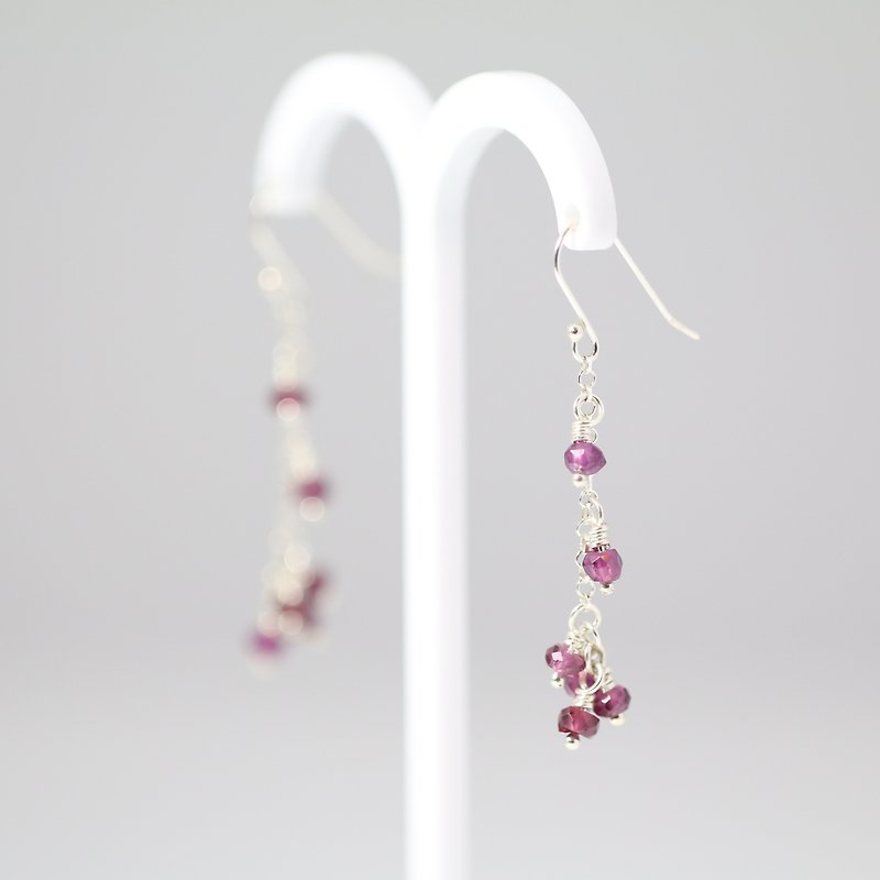 Stone sterling silver earrings - Earrings & Clip-ons - Gemstone Red