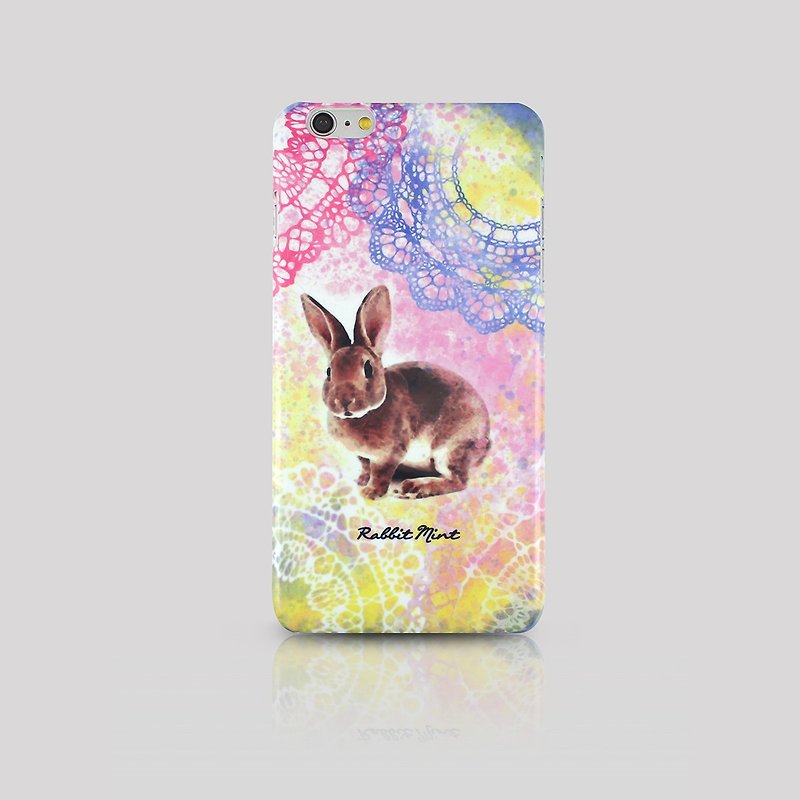 (Rabbit Mint) Mint Rabbit Phone Case - Drawing Lace Rabbit Series - iPhone 6 Plus (P00069) - Phone Cases - Plastic Pink