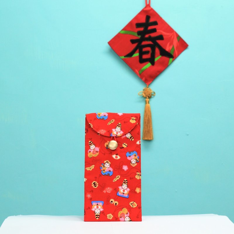 ラッキーゴールドモンキー手作りの赤い封筒Pu.leimi日本のハンドメイド品/赤/新年/新年（商品除くカプレットああ） - 財布 - その他の素材 レッド