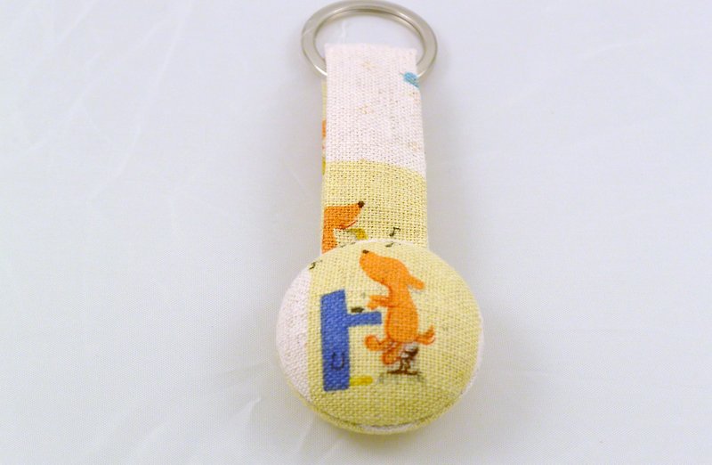 Hand-feel cloth button key ring-puppy - ที่ห้อยกุญแจ - วัสดุอื่นๆ สีส้ม