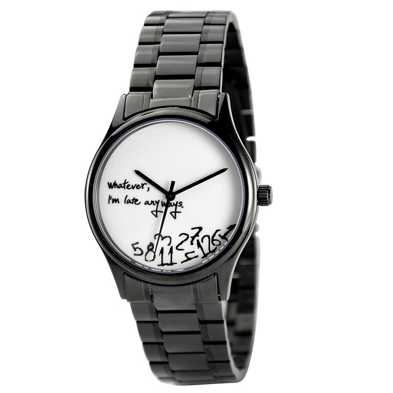 遲到又如何手錶黑殼配鋼帶- 中性 - 全球免運 - 女裝錶 - 其他金屬 黑色