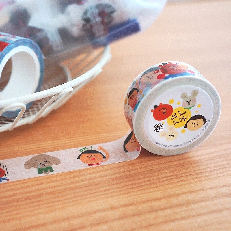 FiFi Japanese Washi Tape / Line20 Funny Stickers - มาสกิ้งเทป - กระดาษ หลากหลายสี