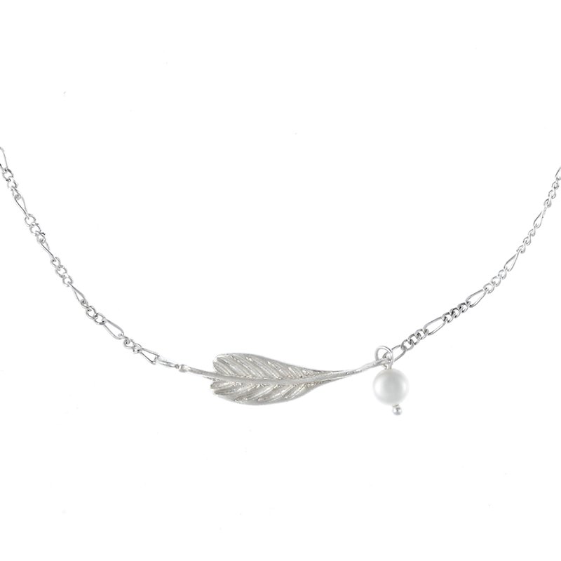 I-Shan13 Feather Necklace - Necklaces - Sterling Silver Silver