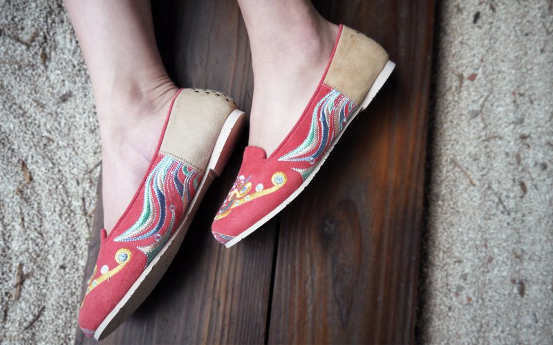 [Guardian] sea lion ornate sword casual loafers (peach pink) - Women's Casual Shoes - Genuine Leather Red