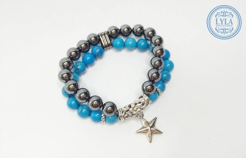 「黑膽石土耳其珠星星」 - 手鍊/手環 - 其他材質 藍色