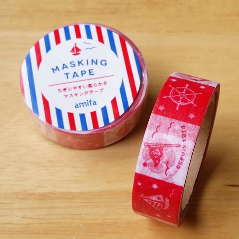 日本amifaと紙テープ[マリンコラージュ - 赤（32420）] - マスキングテープ - 紙 レッド