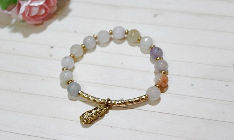 Natural stone x brass bracelet * sweet * Limited X1- Morgan Stone - - Bracelets - Gemstone Multicolor