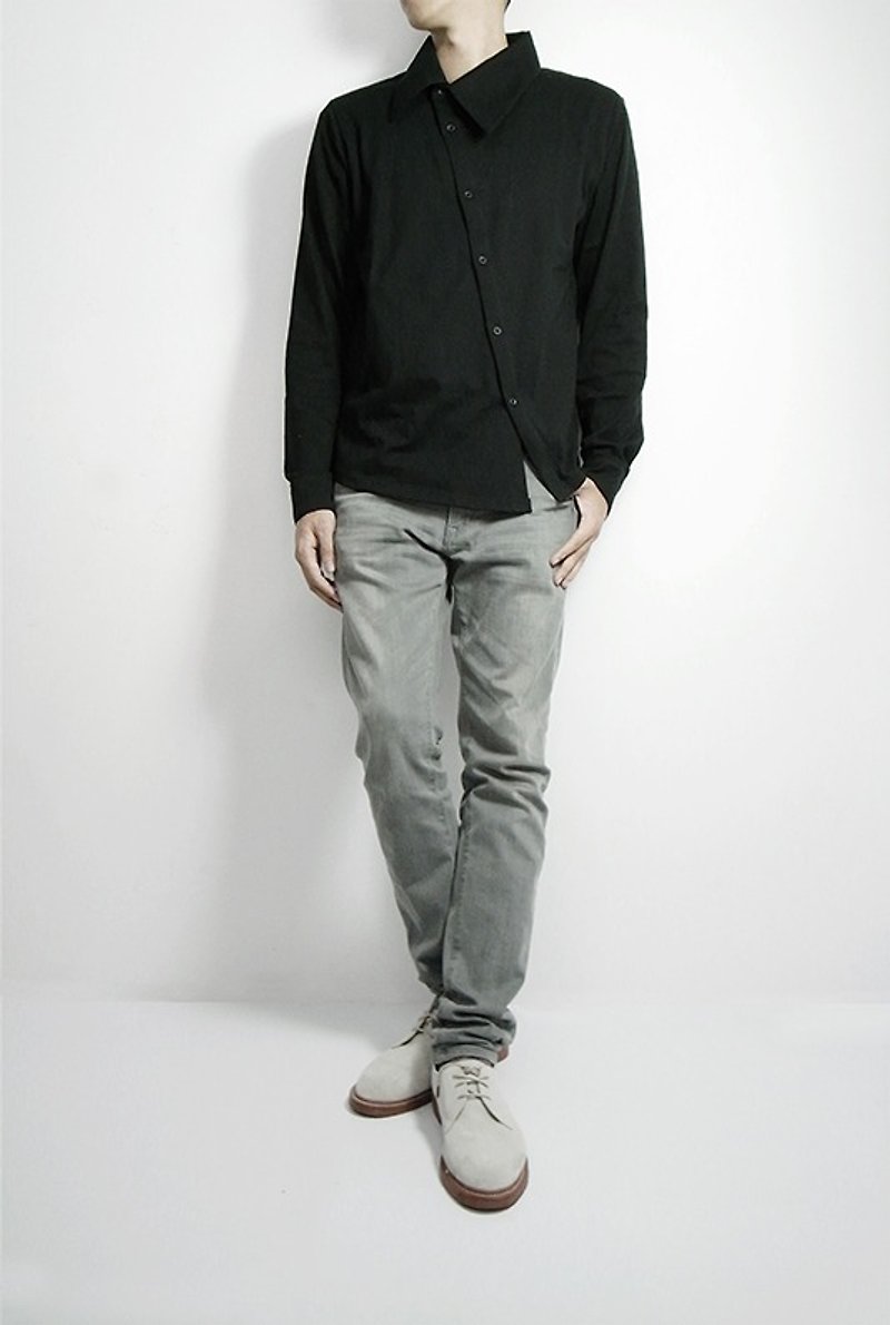 I . A . N Design 特別襟シャツ 100％の有機コットン Organic Cotton - シャツ メンズ - コットン・麻 ブラック