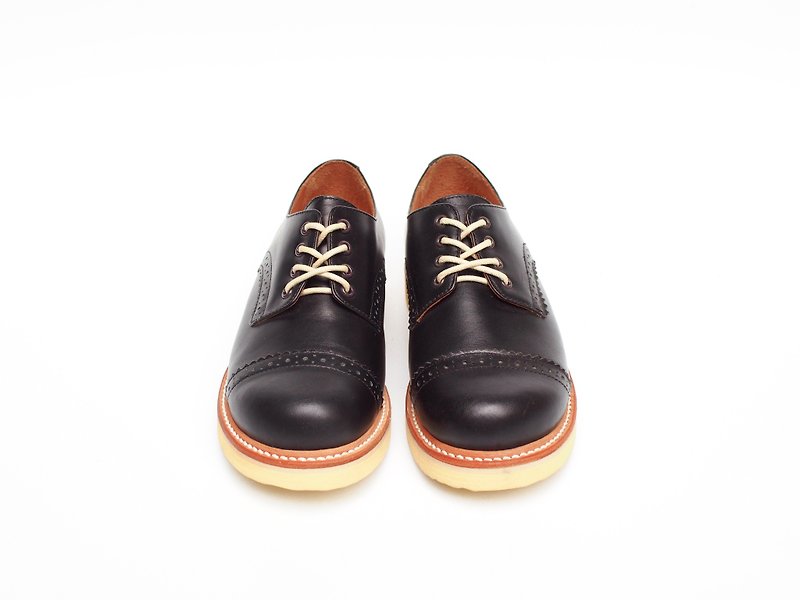 【Work Lady】ABBEY British Derby Shoes (Brogues, not Oxfords) BLACK - Women's Casual Shoes - Genuine Leather Black
