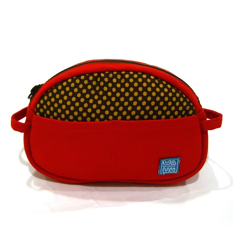 WaWu cosmetic bag, layered storage bag, small cross-body bag (pop style) - อื่นๆ - ผ้าฝ้าย/ผ้าลินิน สีแดง
