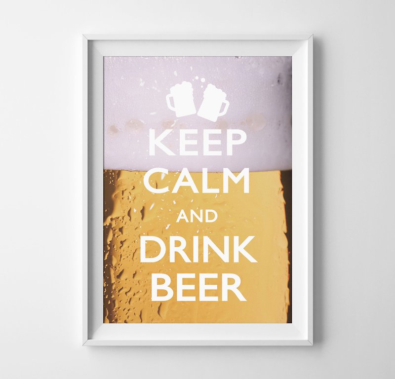keep calm and drink beer customizable posters - ตกแต่งผนัง - กระดาษ สีเหลือง