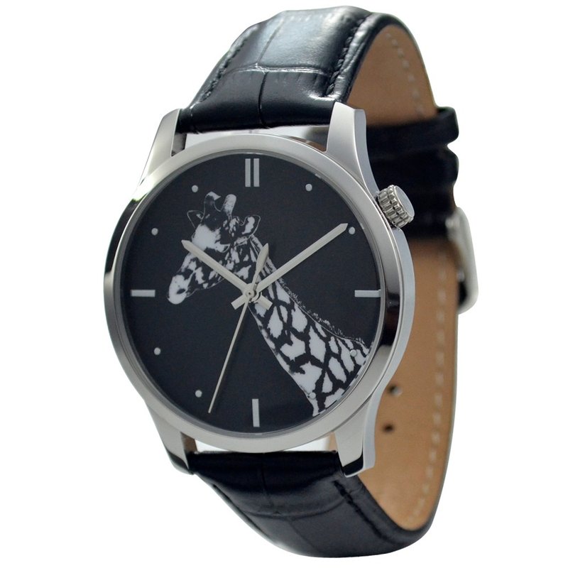 Giraffe Watch (Black and White)-Big Size-Free Shipping Worldwide - นาฬิกาผู้หญิง - โลหะ สีเทา