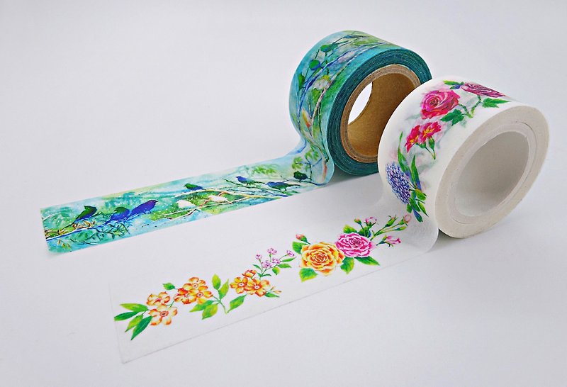 ボニーに2を塗られ、染色された水彩紙テープ "花" - マスキングテープ - 紙 多色