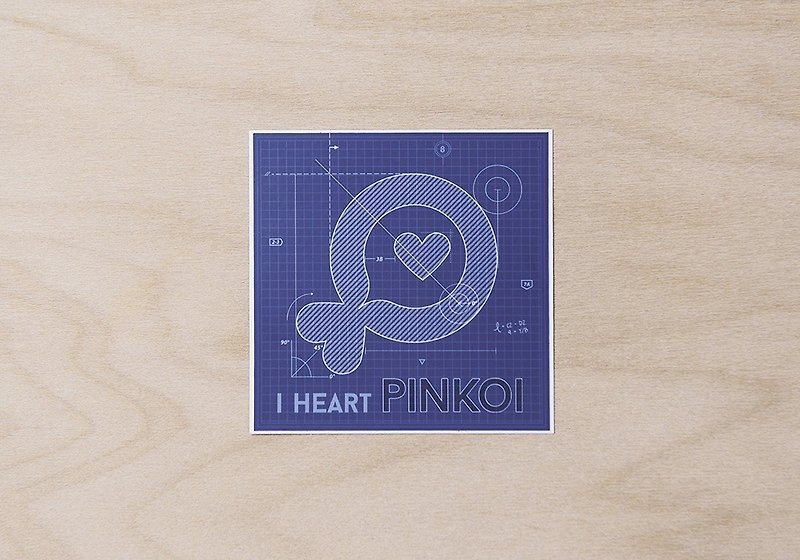 สติ๊กเกอร์กันน้ำ-I HEART PINKOI - สติกเกอร์ - กระดาษ สีน้ำเงิน