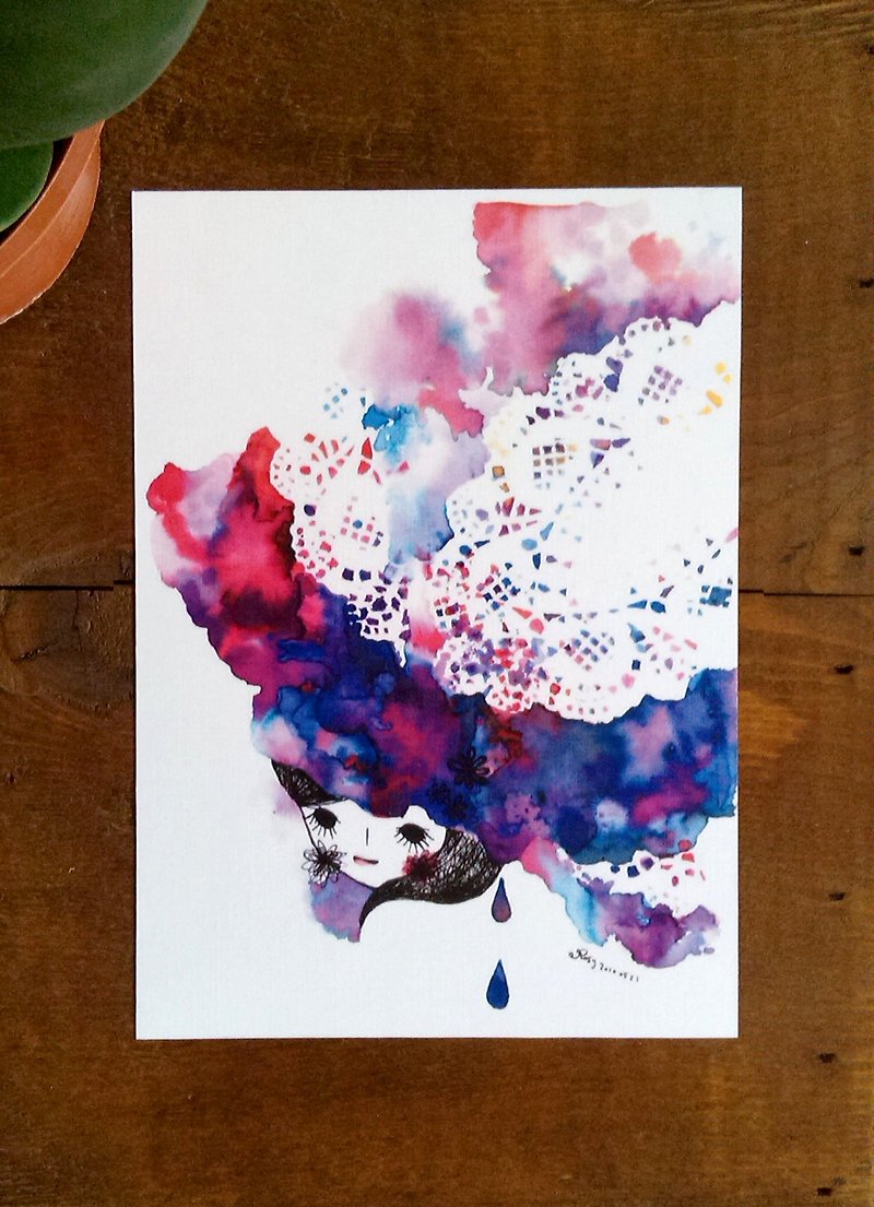 Girl rendering postcard - การ์ด/โปสการ์ด - กระดาษ สีม่วง