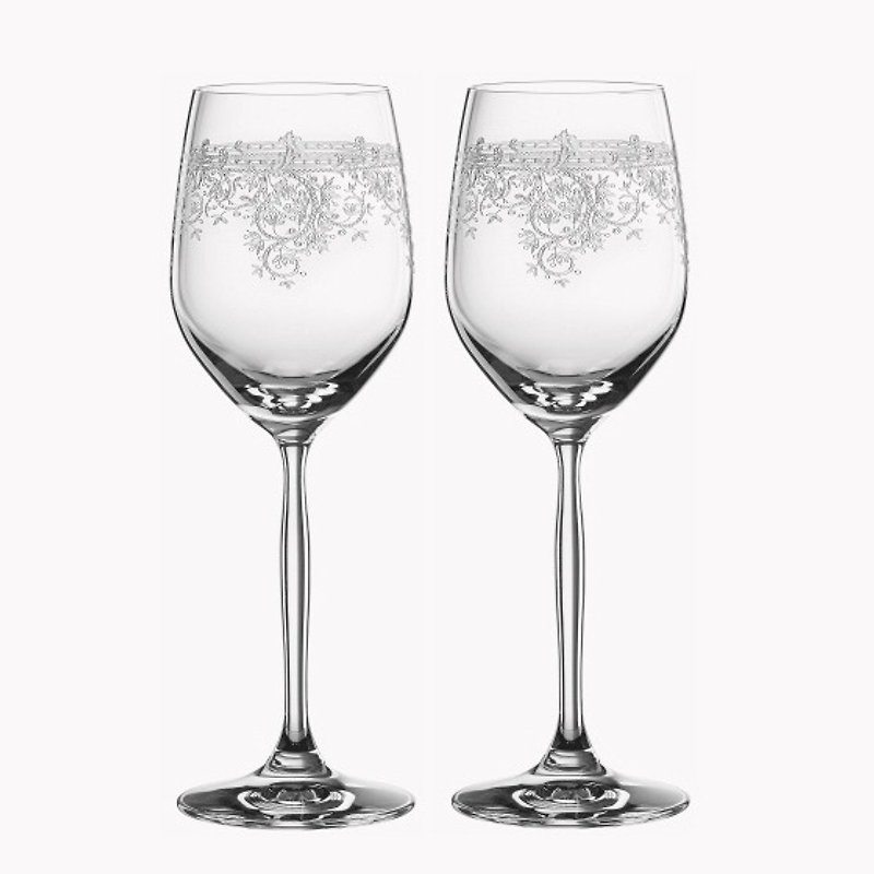 (一對價)340cc【結婚禮物】德國SPIEGELAU 復古文藝白金水晶對杯 - 酒杯/酒器 - 玻璃 白色