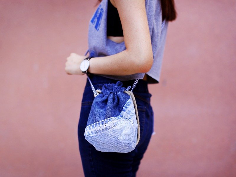 Denim Patchwork small bag - Messenger Bags & Sling Bags - Other Materials 