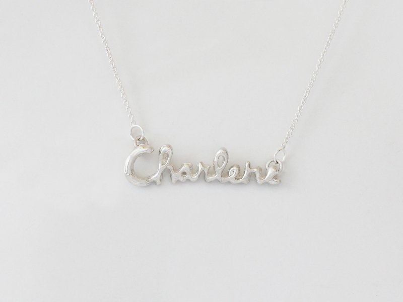 WOW Series - Handmade silver*Customzzed*<alphabetical order four sides Total Length: 6 ~ 8cm, lowercase letters within words 7> - สร้อยคอ - โลหะ สีเทา