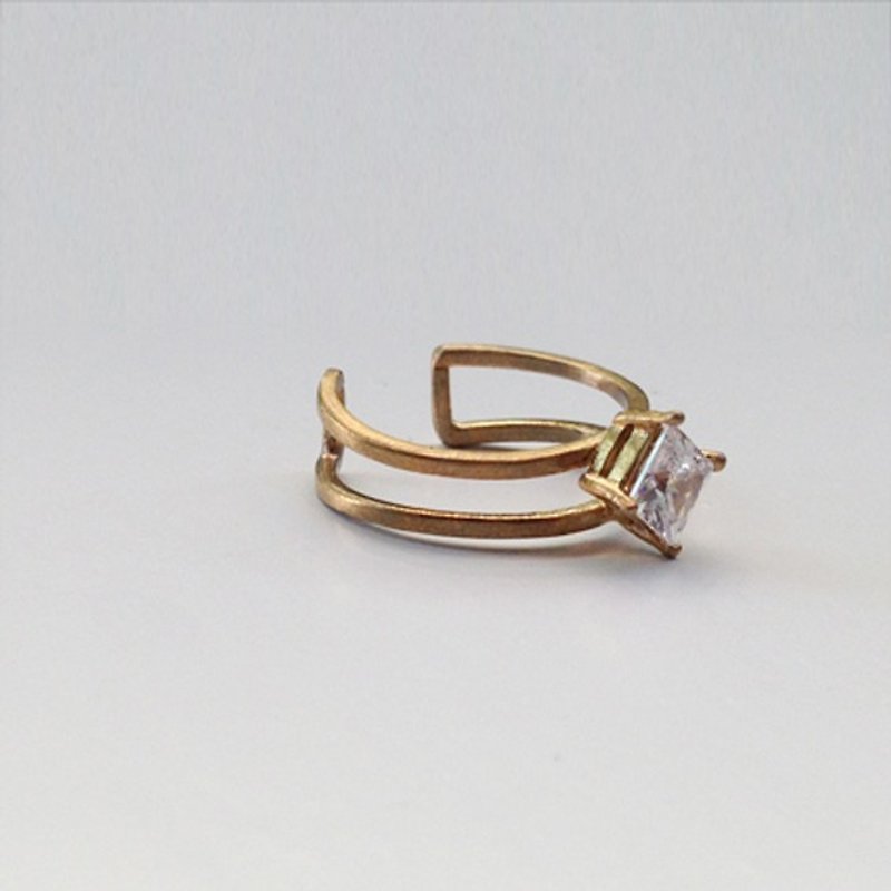 Ohappy Minimal Series | Faith Zircon Brass Ring - แหวนทั่วไป - โลหะ สีทอง