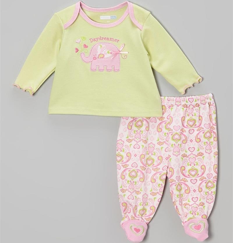 [日安朵朵]美國原裝 白日夢大象睡衣組(6個月) Daydreamer 2 Pack Pajama Set - 其他 - 棉．麻 粉紅色