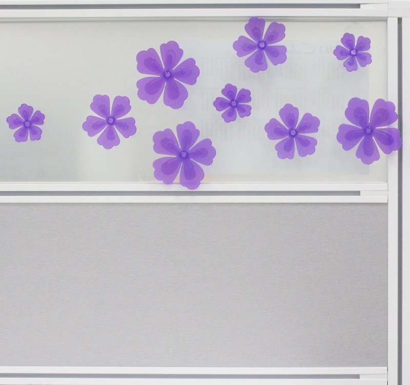 Peony Mural Flower Group Transparent Purple - Wall Décor - Plastic Purple