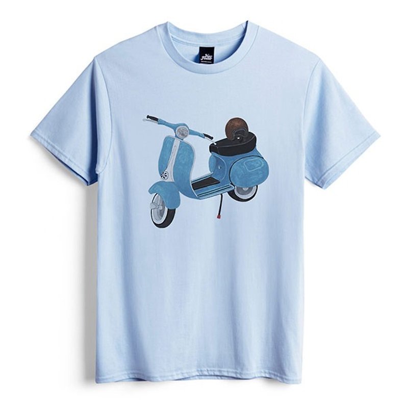 Grandpa's Odoumai-Water Blue-Unisex T-shirt - เสื้อยืดผู้ชาย - ผ้าฝ้าย/ผ้าลินิน สีน้ำเงิน