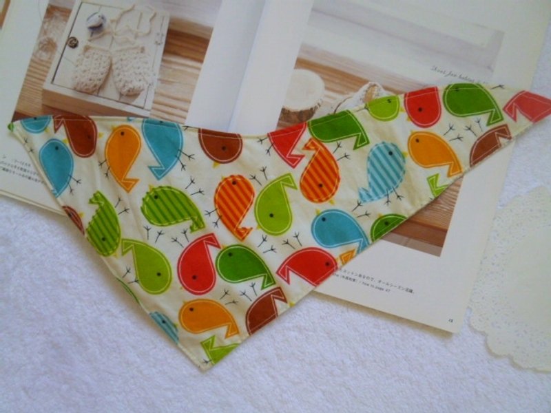 Color bird triangle scarf - Bibs - Cotton & Hemp Green