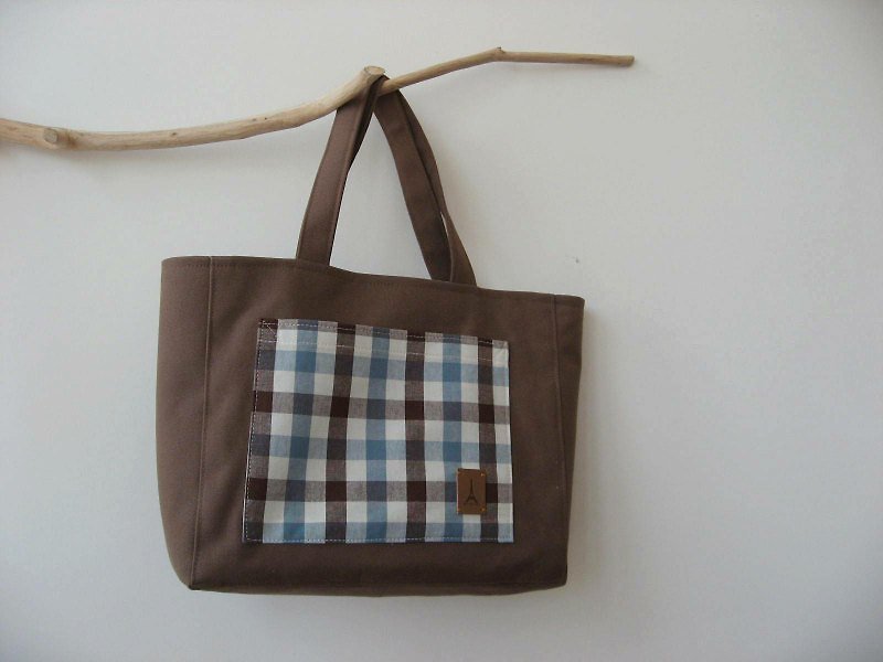 Plaid pocket sail Bu Tuote package (cocoa latte) - Handbags & Totes - Other Materials 