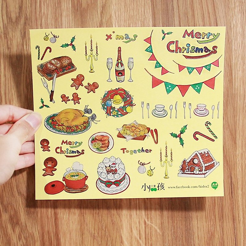 【Eat what?】Card / Christmas dinner  - Cards & Postcards - Paper Brown