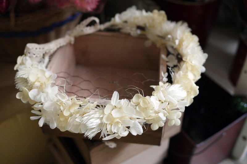 雜集手作zakka鄉村風雜貨．不凋花之戀．永生花/繡球花花冠頭飾(可選色系/小) - 其他 - 植物．花 粉紅色