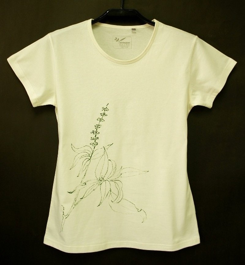 Yelu Organic Cotton [Grass-Eating Collected Works] Nine-story Pagoda & Mountain Grape Women's Short Sleeve - Women's T-Shirts - Cotton & Hemp Khaki