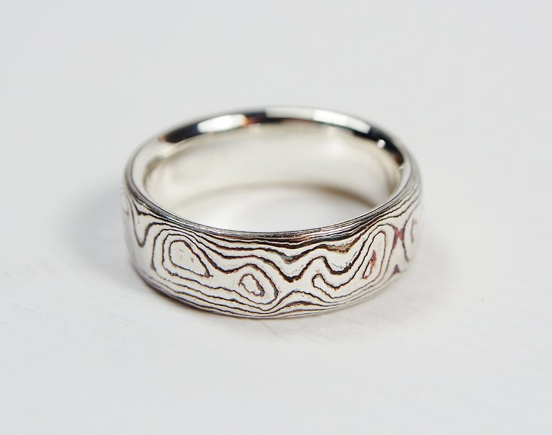 Element 47 Jewelry studio~ mokume gane ring 09 (silver/copper) - Couples' Rings - Other Metals Multicolor