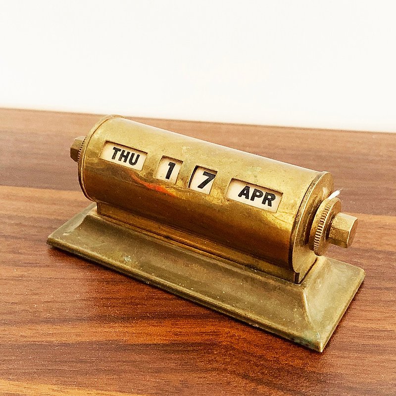 American Metal Library Desk Calendar from the 1970s to the 1980s - ของวางตกแต่ง - โลหะ สีทอง