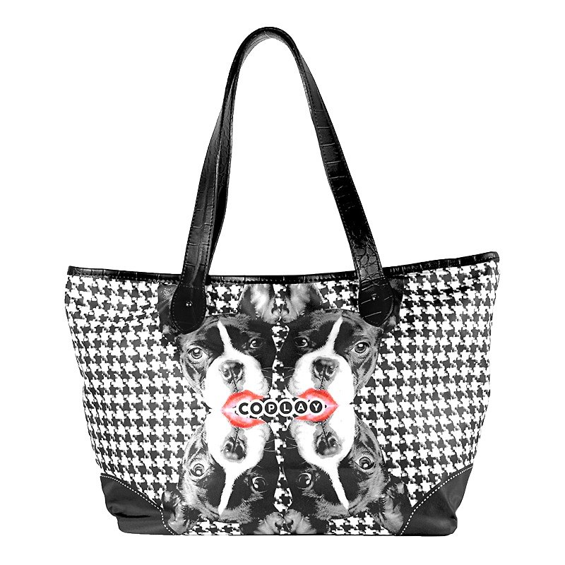 COPLAY tote bag III-dogs - กระเป๋าแมสเซนเจอร์ - วัสดุกันนำ้ สีดำ