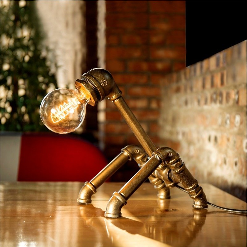 Loft Edison industrial retro style personality water tube lamp study cafe bedroom decoration creative gift table lamp - โคมไฟ - โลหะ สีนำ้ตาล